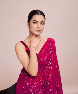 Divastri Embellished Bollywood Georgette Saree(Pink)