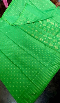 Soma Tant saree Mahal Self Design, Woven, Geometric Print Handloom Cotton Silk Saree(Red)