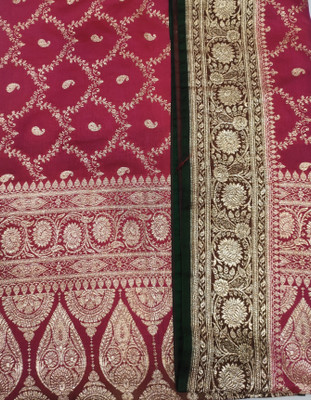 Aaradhya Creation Self Design Banarasi Silk Blend Saree(Pink)