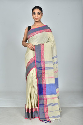 UR Affection Self Design Handloom Pure Cotton Saree(Brown)