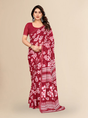 Moda Rapido Printed Daily Wear Georgette Saree(Maroon)