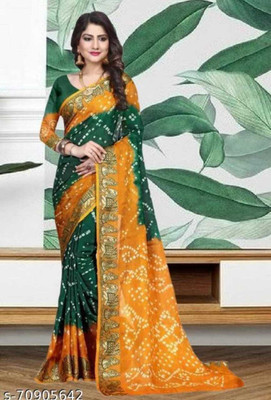 M.B.ENTERPRISE Self Design Bandhani Art Silk Saree(Red)