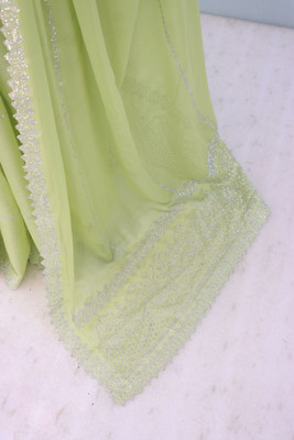 HouseOfCommon Embellished, Solid/Plain Bollywood Pure Silk Saree(Light Green)