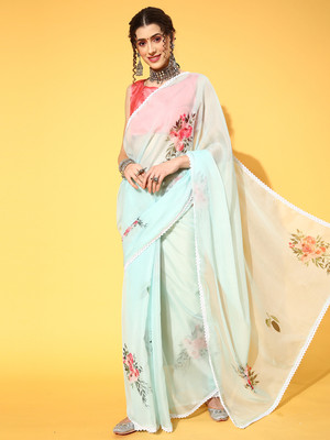 Divastri Self Design Bollywood Georgette Saree(Light Green)
