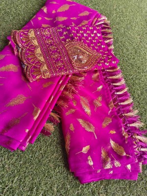 YOSHA TRENDZ Self Design Bollywood Georgette Saree(Purple)