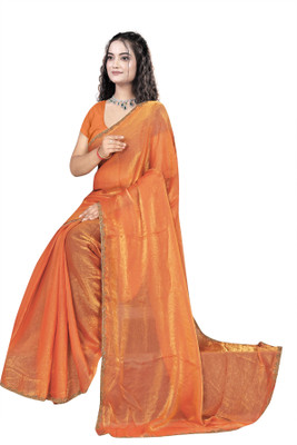 Saraswati Fab Embellished Bollywood Chiffon Saree(Orange)