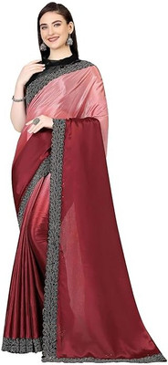 Aaradhya Enterprise Self Design Banarasi Pure Silk, Art Silk Saree(Maroon)