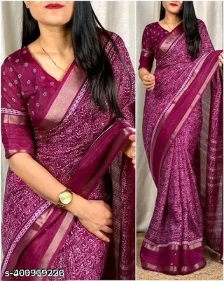 SAKHA DESIGNER Printed Bollywood Art Silk Saree(Purple)