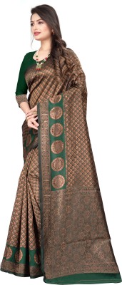 khodal tex Woven Bollywood Jacquard Saree(Green)