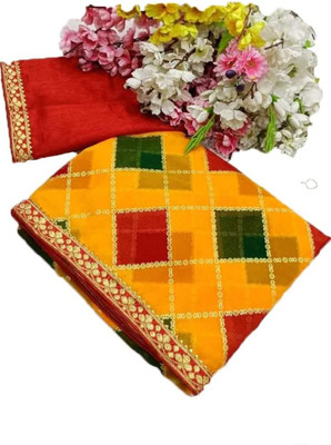 GOIAKIYA RINJAS Printed Bollywood Georgette Saree(Yellow)