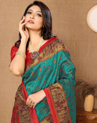 YASHIKA Printed Daily Wear Art Silk Saree(Multicolor)