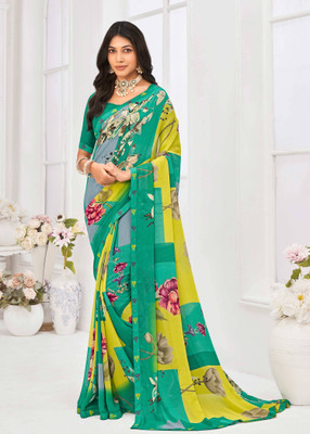 Laxmipati sarees Printed Daily Wear Georgette Saree(Green)