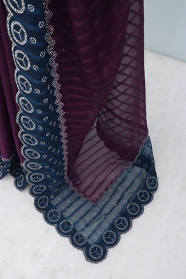 ZOYAL ENTERPRISE Embellished Bollywood Georgette Saree(Dark Blue)