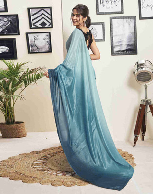 Riddhi textile Hub Self Design Bollywood Silk Blend Saree(Blue)