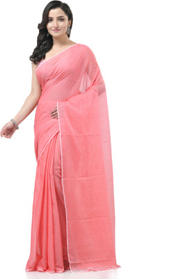 TANTLOOM Solid/Plain Handloom Handloom Pure Cotton Saree(Red)