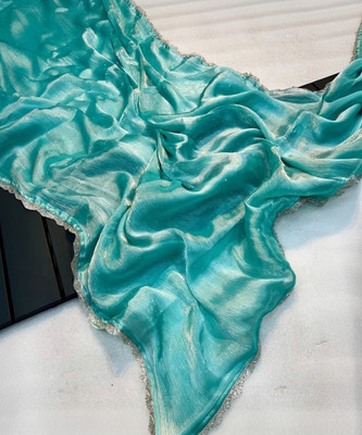 Apnisha Solid/Plain Bollywood Net Saree(Light Blue)