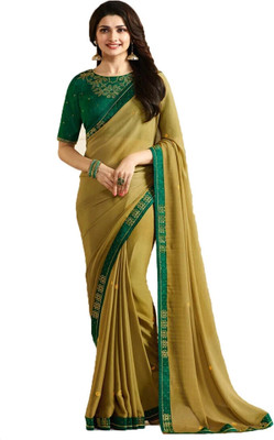 ROOP SUNDARI SAREES Dyed Bollywood Pure Silk Saree(Gold, Yellow)