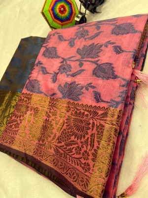 Kuwarika Woven Kanjivaram Pure Cotton, Cotton Silk Saree(Pink)