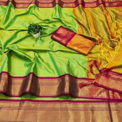 Gajal Self Design Kanjivaram Art Silk, Pure Silk Saree(Light Green)