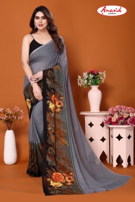 Anand Sarees Floral Print Daily Wear Georgette Saree(Grey)