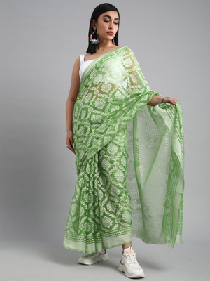 Divastri Printed Chanderi Brasso Saree(Green)