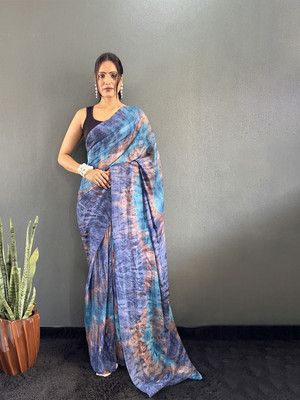 HERE N NOW Printed Bollywood Georgette Saree(Blue)