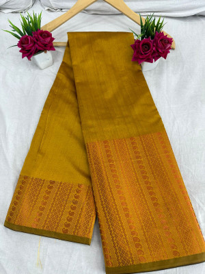 MM VENTURE Woven Dharmavaram Cotton Silk Saree(Beige)