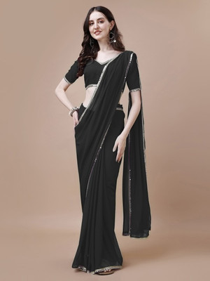 SAREEKART FAB Self Design Banarasi Georgette Saree(Black)