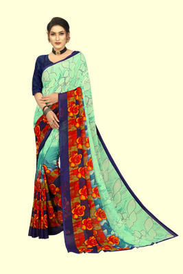 Vimalnath Synthetics Printed Daily Wear Georgette Saree(Green)