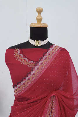VarniRaaj Fashion Embellished Bollywood Organza Saree(Pink)