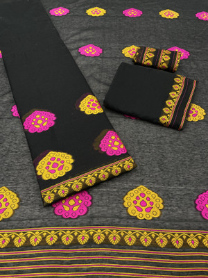 JIYANSHI SILK MILL Woven Mekhela Chador Cotton Blend, Jacquard Saree(Multicolor)