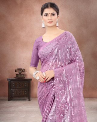 Jayu Digital Print, Dyed, Embroidered, Printed, Self Design, Striped Bollywood Georgette Saree(Cream)