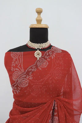 SHUBHDRASHTI NX Embellished Bollywood Organza Saree(Red)