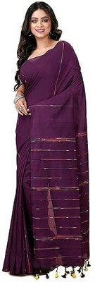 Kamana Textile Woven, Self Design Handloom Cotton Blend Saree(Magenta)