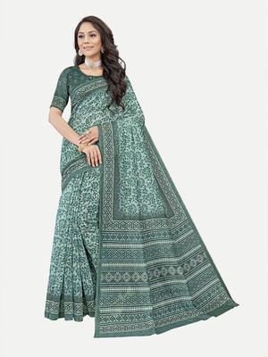 Tavas Printed Daily Wear Chanderi Saree(Blue)