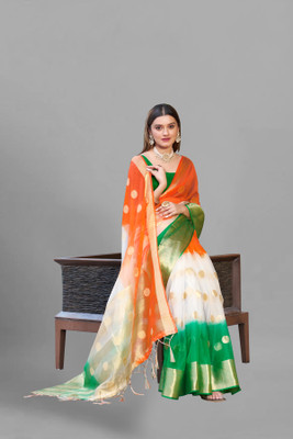 Aarunika SBT Solid/Plain Bollywood Organza Saree(Multicolor)