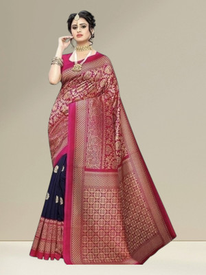 Grubstaker Printed Assam Silk Cotton Blend Saree(Multicolor)