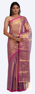 KIASHKIARA Solid/Plain Handloom Handloom Cotton Blend Saree(Purple)
