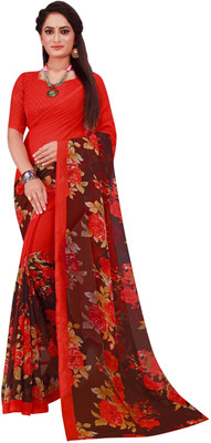 Saadhvi Printed Daily Wear Georgette Saree(Red)