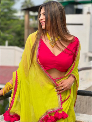 Ellesti fab Self Design Bollywood Georgette Saree(Multicolor)