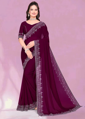 JAINICA Self Design Bollywood Chiffon Saree(Purple)