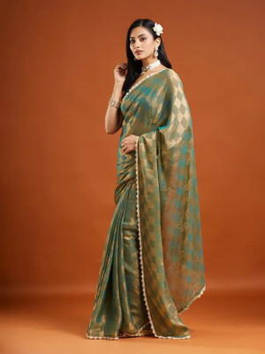 Online Bazaaar Embellished Bollywood Chiffon Saree(Light Green)