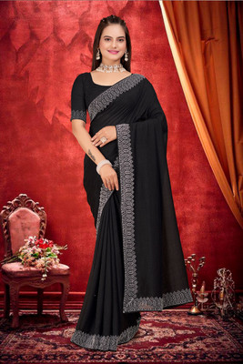 SAAVARIYA Embellished, Self Design Bollywood Georgette Saree(Black)