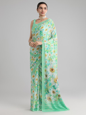Tasrika Printed Daily Wear Georgette Saree(Light Green)