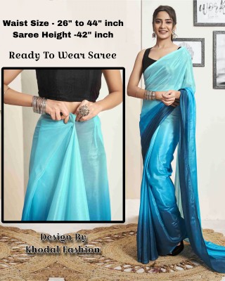 Khodal Fashion Self Design Bollywood Viscose Rayon Saree(Light Blue)