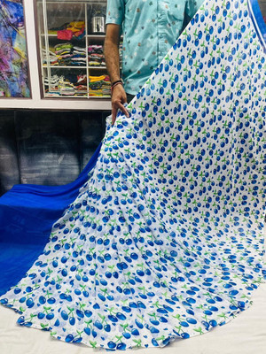 HouseOfCommon Printed Dokhona Cotton Blend Saree(Multicolor)