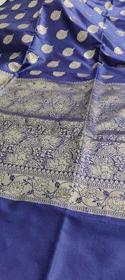 PoojaCreation Woven Banarasi Pure Silk Saree(Purple)