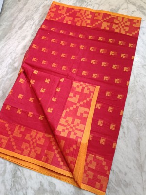 Maasaree Striped Tant Pure Cotton Saree(Yellow)