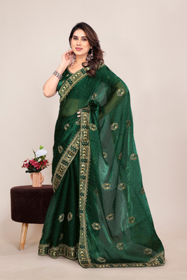 KHRITI FAB Self Design Bollywood Jimmy choo Saree(Green)