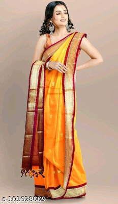 NST5 Woven Kanjivaram Cotton Silk Saree(Gold)